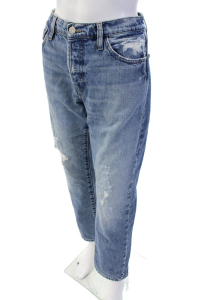 Frame Women Boyfriend Mom Jeans High Rise Blue Button 100% Cotton Size 26