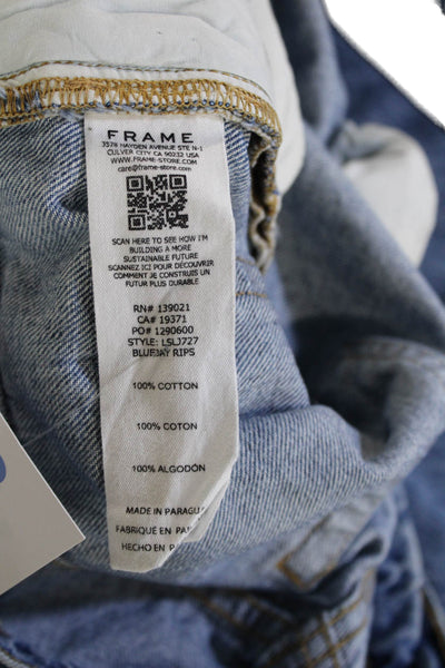 Frame Women Boyfriend Mom Jeans High Rise Blue Button 100% Cotton Size 26