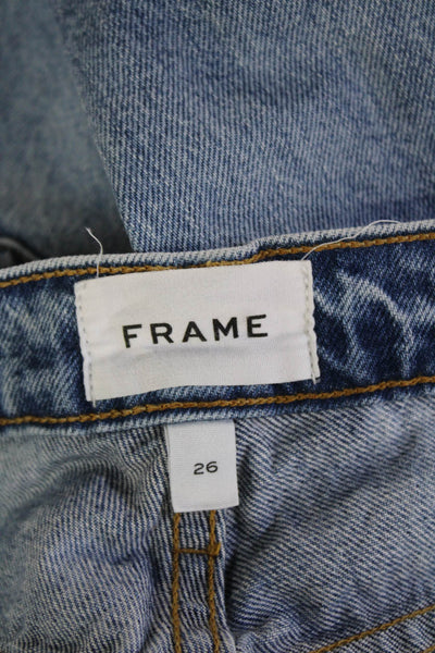 Frame Women Boyfriend Mom Jeans High Rise Blue Button 100% Cotton Size 26