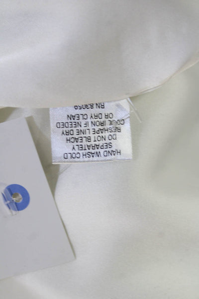 Drew Womens Tunic Blouse White High Neck Sleeveless Button Polyester Size L
