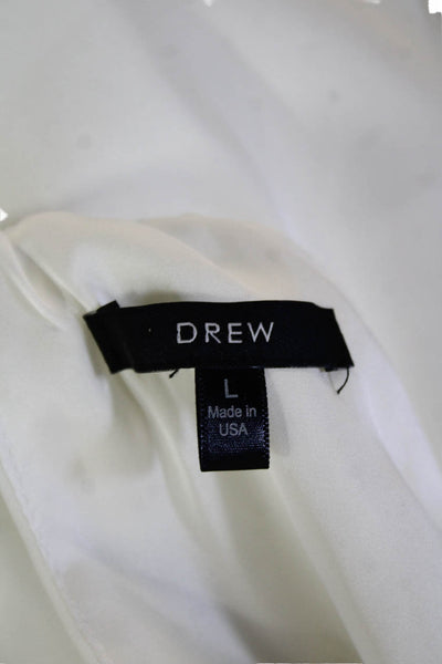 Drew Womens Tunic Blouse White High Neck Sleeveless Button Polyester Size L