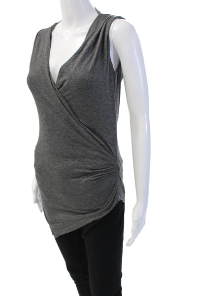 Drew Womens Jersey Tunic Tank V-Neck Dark Gray Sleeveless Rayon Modal Size XS