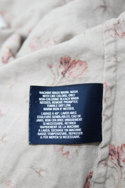 Ralph Lauren Blue Label Girls Floral Button-Down Blouse Beige Size 6X