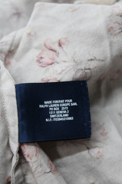 Ralph Lauren Blue Label Girls Floral Button-Down Blouse Beige Size 6X