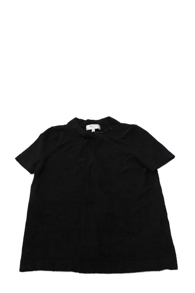 Milly Girls Short Sleeve Pullover Knit Casual Blouse Black Size 10