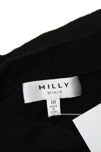 Milly Girls Short Sleeve Pullover Knit Casual Blouse Black Size 10