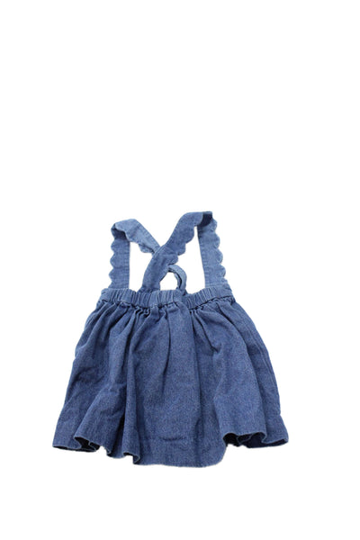 Jacadi Girls Cotton Sleeveless Snap Closure Overall Dress Blue Size 24M