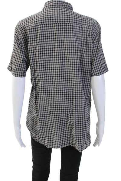 Steven Alan Women Button-Up Black Checked Cotton Short Sleeve 90s Size L