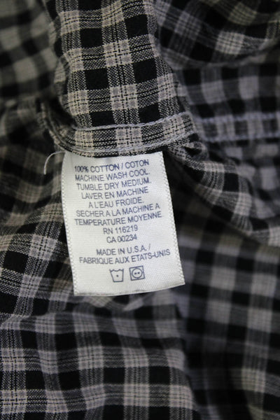 Steven Alan Women Button-Up Black Checked Cotton Short Sleeve 90s Size L