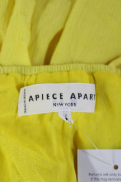 A Piece Apart Women Kaftan Sundress Yellow Silk V-Neck Mini Zip Size 2