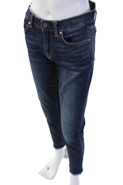 7 For All Mankind Womens Dark Blue Ankle Cropped High Rise Jeans Size 28