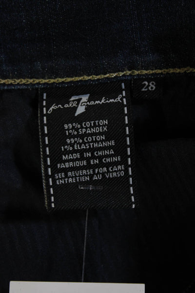 7 For All Mankind Womens Dark Blue Ankle Cropped High Rise Jeans Size 28