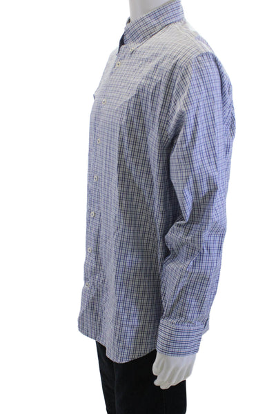 Charles Tyrwhitt Mens Long Sleeve Button Up Plaid Print Shirt Blue Size XL