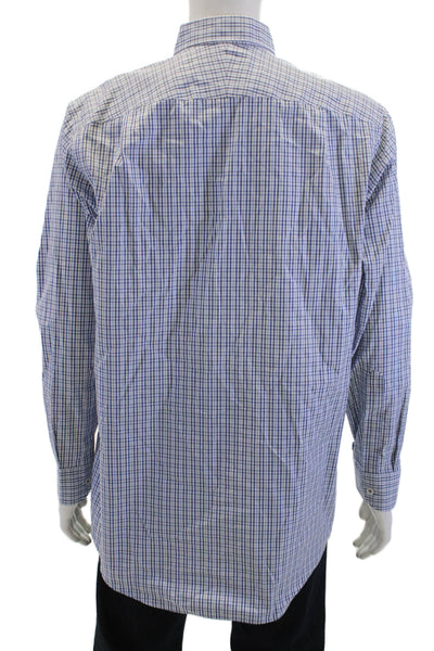 Charles Tyrwhitt Mens Long Sleeve Button Up Plaid Print Shirt Blue Size XL