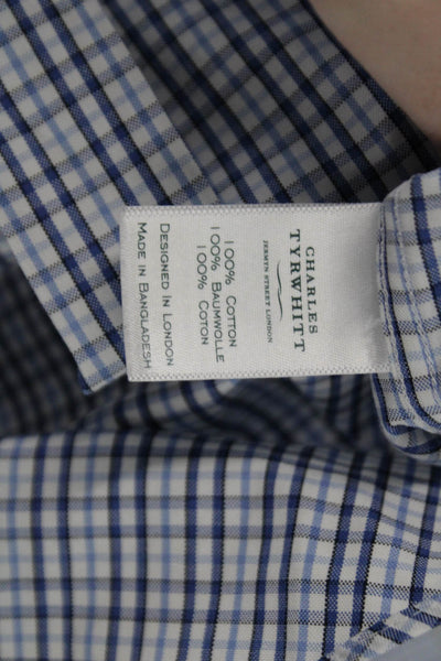 Charles Tyrwhitt Mens Long Sleeve Button Up Plaid Print Shirt Blue Size XL