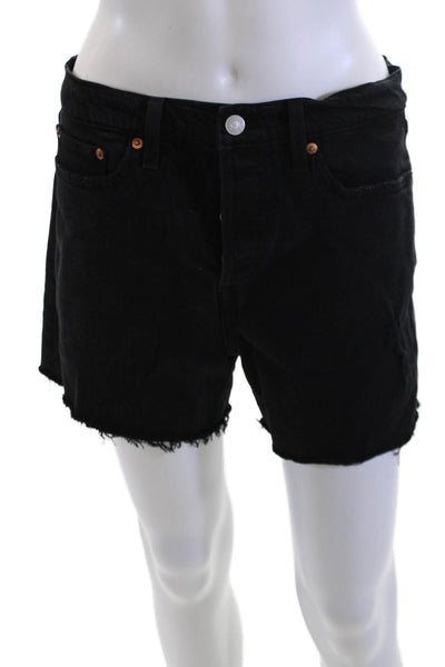 Levis Unisex 90s Black Button Shorts 97% Cotton Size S
