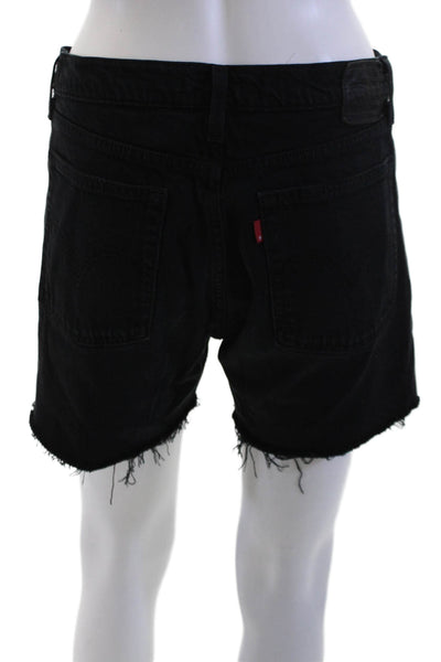 Levis Unisex 90s Black Button Shorts 97% Cotton Size S
