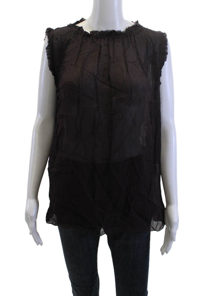 Rabens Saloner Women Bohemian Sleeveless Viscose Blouse Black Round Neck Size S