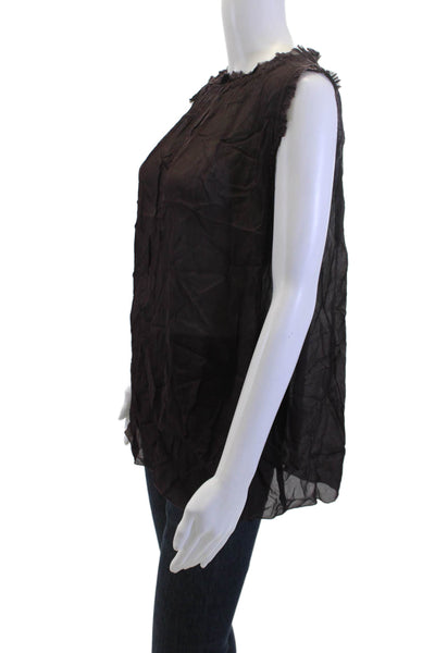 Rabens Saloner Women Bohemian Sleeveless Viscose Blouse Black Round Neck Size S