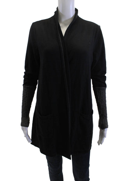 Michael Stars Unisex Cardigan Black Mock Neck Long Sleeve Size One Size