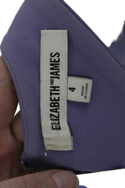 Elizabeth & James Women Bodycon Sheath Dress Purple High Neck Zip Size 4