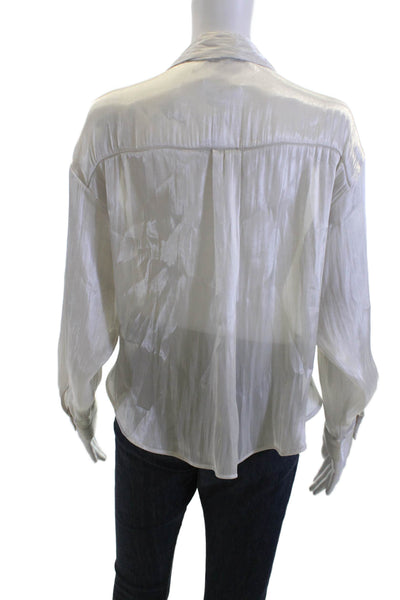 Zara Womens White Collared Button Up Blouse Long Sleeve Polyester Size XS
