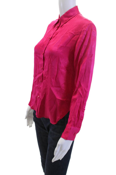 Zara Women Pink Collared Button Up Long Sleeve Basic Blouse Size XS