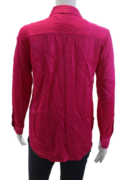 Zara Women Pink Collared Button Up Long Sleeve Basic Blouse Size XS