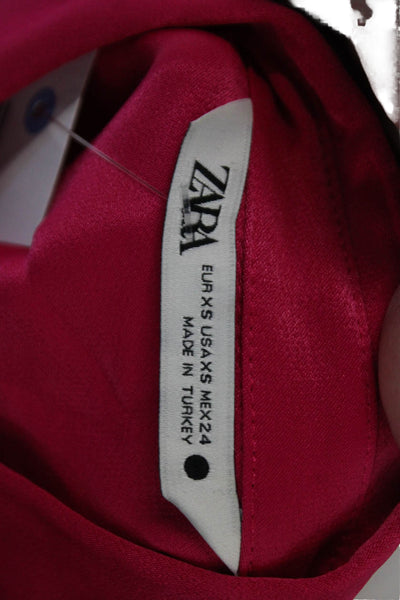 Zara Women Pink Collared Button Up Long Sleeve Basic Blouse Size XS