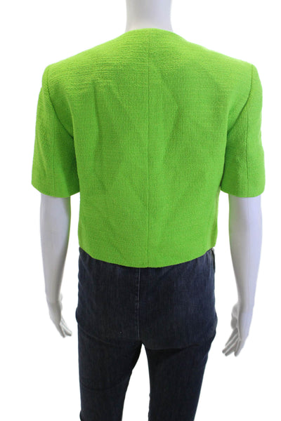 Zara Womens Green V-Neck Short Sleeve Solid Blazer Size S