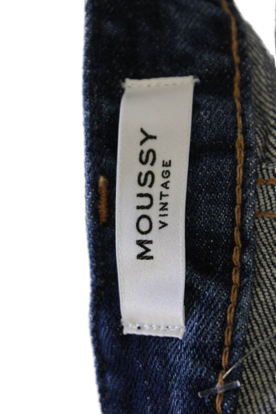 Moussy Womens Ankle Cropped Skinny Mid Rise Jeans Dark Blue Button Size 25