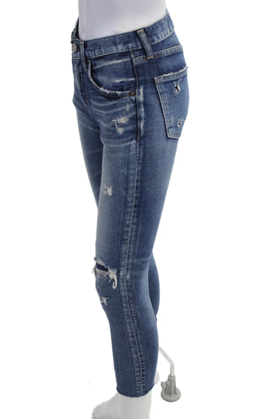 Moussy Womens Dark Blue Ankle Cropped Skinny Jeans Mid Rise Size 24