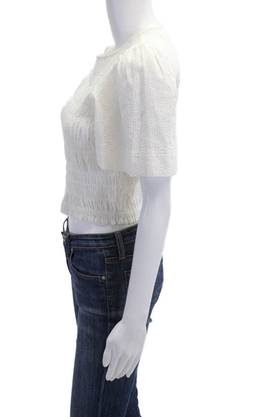 Apiece Apart Womens Cropped White Organic Cotton Blouse Size XS
