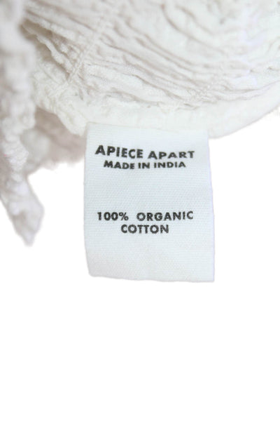 Apiece Apart Womens Cropped White Organic Cotton Blouse Size XS