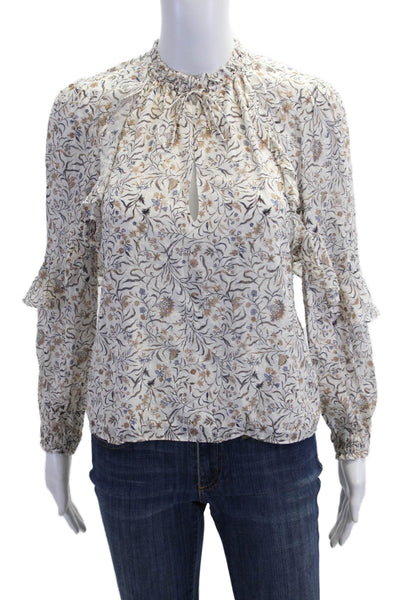 Intermix Women White Bohemian High Neck Long Sleeve Blouse Size 0