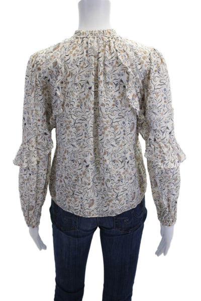 Intermix Women White Bohemian High Neck Long Sleeve Blouse Size 0