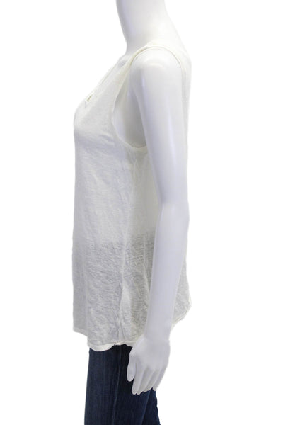 Eileen Fisher Womens Basic Sleeveless Linen Tank White Round Neck Size S