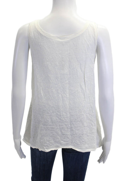 Eileen Fisher Womens Basic Sleeveless Linen Tank White Round Neck Size S