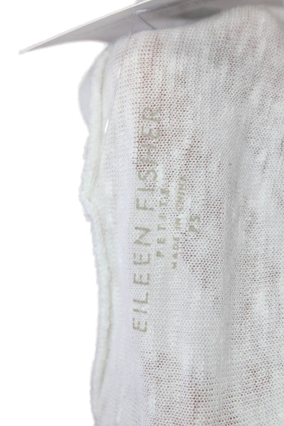 Eileen Fisher Womens Basic Sleeveless Linen Tank White Round Neck Size S
