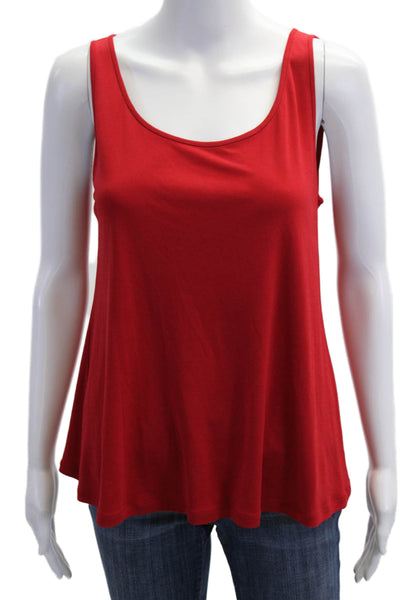 Eileen Fisher Women Red Basic Tank Sleeveless Round Neck Size M