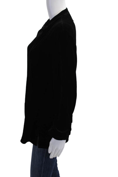 Eileen Fisher Womens Petite Tunic Black Mock Neck Long Sleeve Silk Size S
