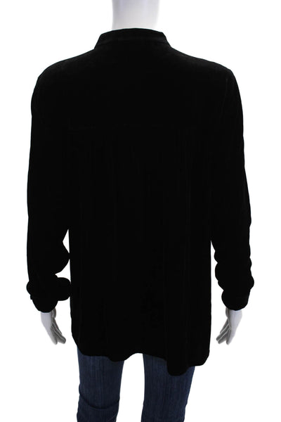 Eileen Fisher Womens Petite Tunic Black Mock Neck Long Sleeve Silk Size S