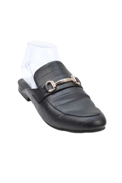 Steve Madden Womens Embossed Leather Kandi Mules Black Size 8 Medium