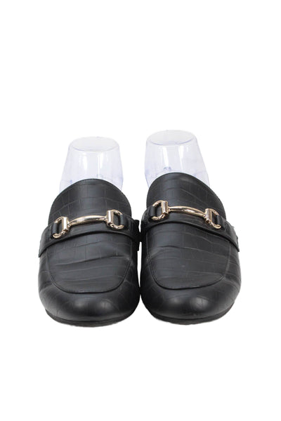 Steve Madden Womens Embossed Leather Kandi Mules Black Size 8 Medium