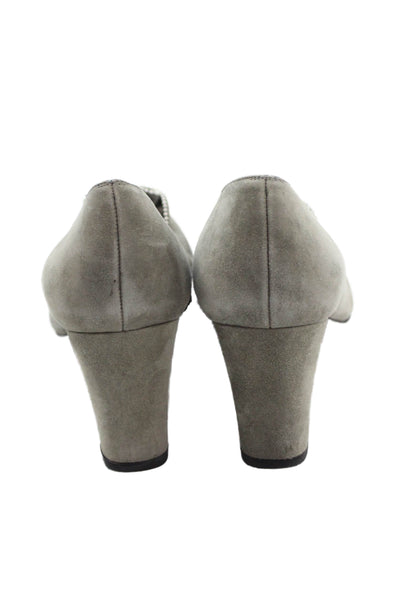 Stuart Weitzman Womens Suede Beaded Floral Applique Pumps Grey Size 8.5 Medium