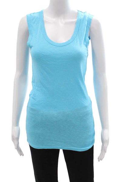Michael Stars Women Basic Sleeveless Tank Light Blue Round Neck Size One Size