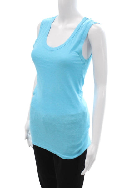 Michael Stars Women Basic Sleeveless Tank Light Blue Round Neck Size One Size
