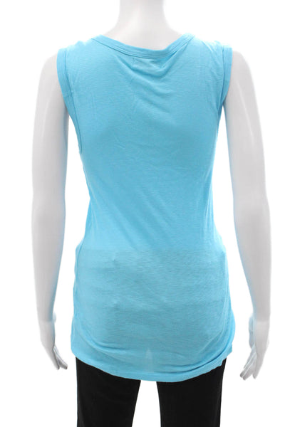 Michael Stars Women Basic Sleeveless Tank Light Blue Round Neck Size One Size