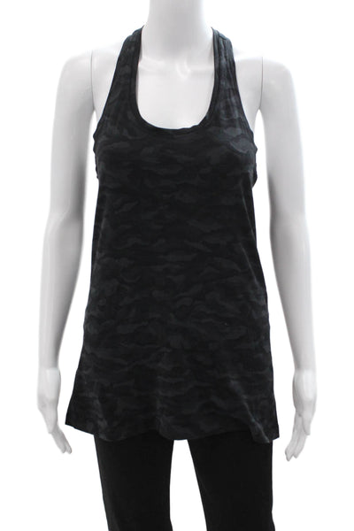 Lululemon Womens Black Camouflage Basic Tank Nylon Round Neck Size 10