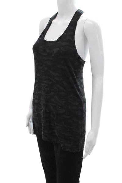 Lululemon Womens Black Camouflage Basic Tank Nylon Round Neck Size 10
